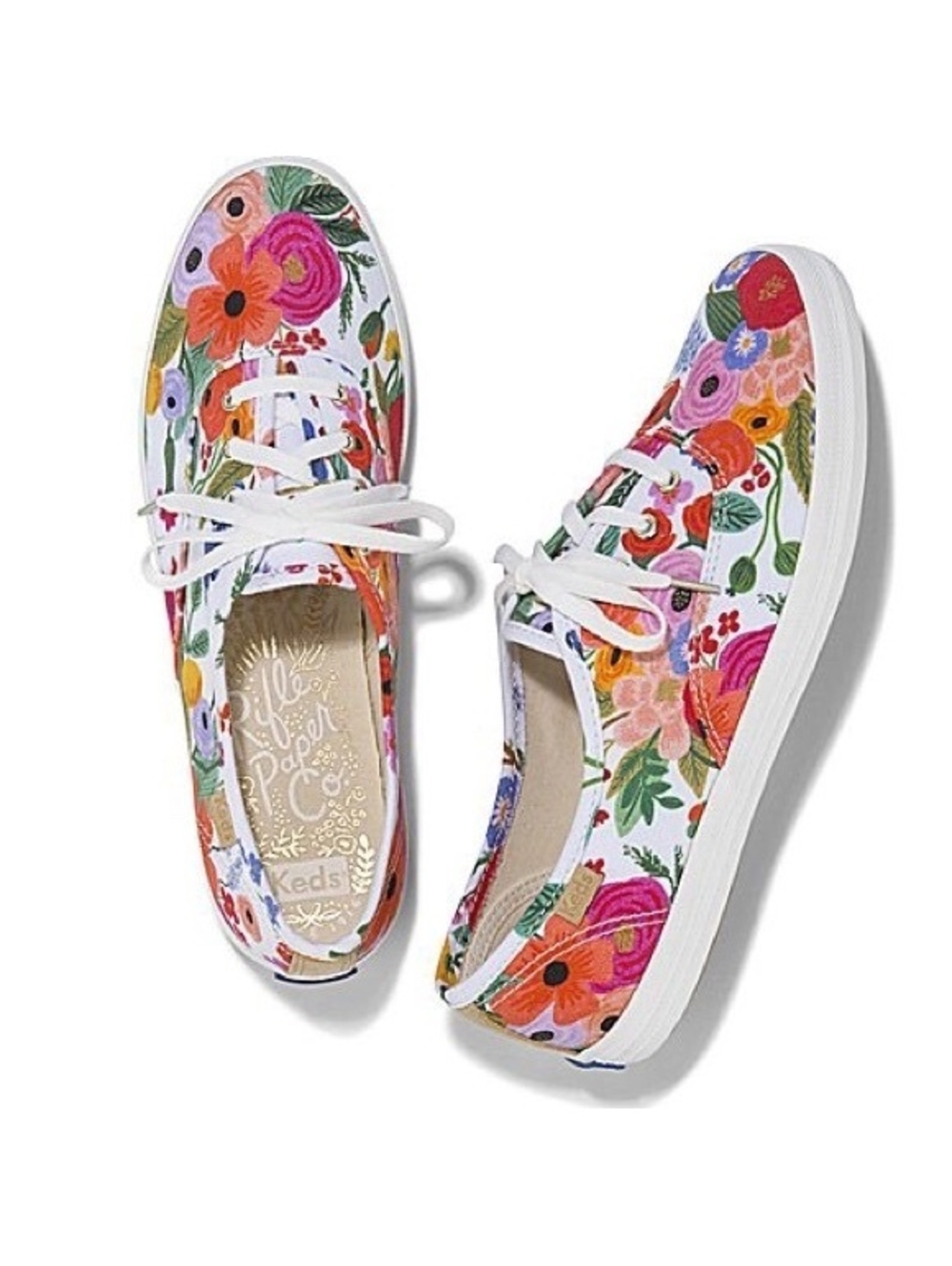 NWT Keds x Rifle Paper Co. Floral Canvas Lace-Up Sneakers Women's Size 10 - Picture 2 of 8